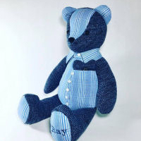Memory Bear Keepsake - grey and blue bear